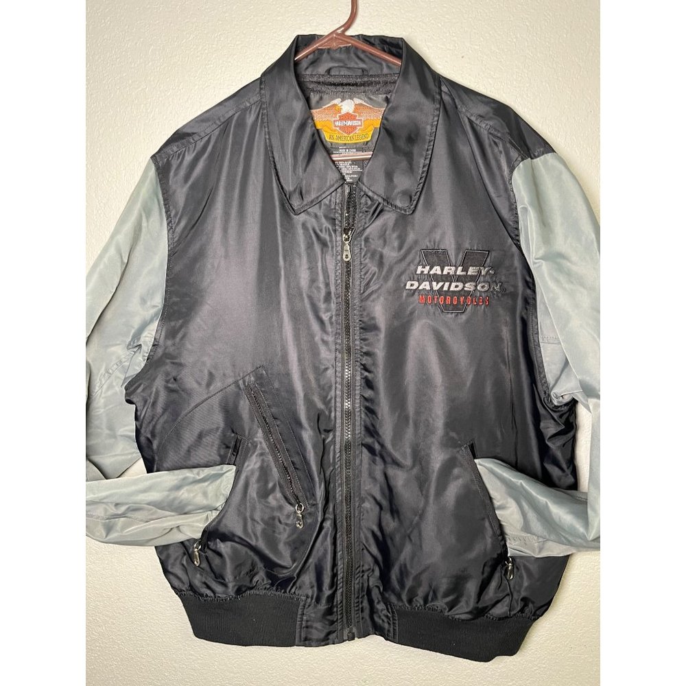 Harley Davidson black Jacket men's EXTRA LARGE black gray motorcycle jacket 100%